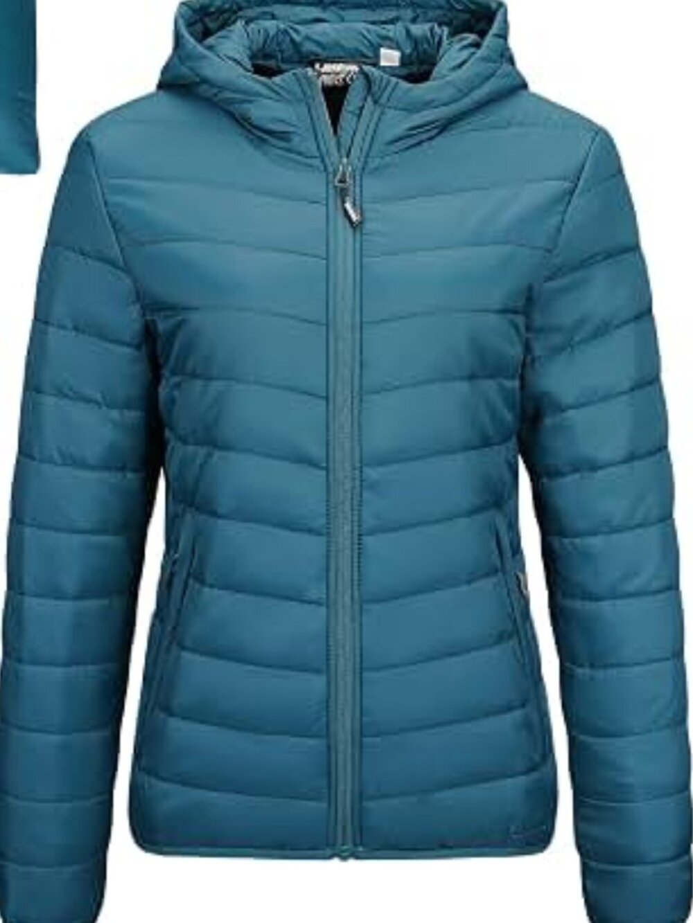 Reebok Women's Blue Full-Zip Stand Collar Puffer Jacket Size L